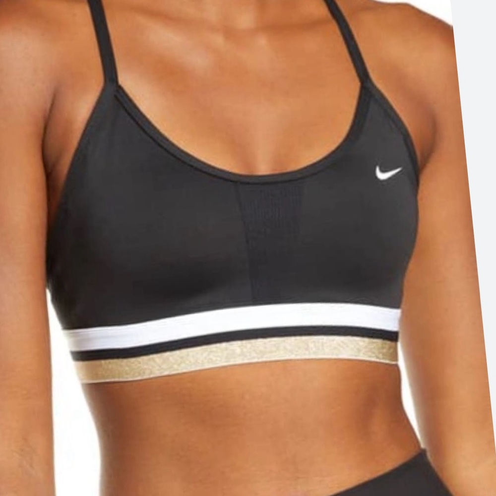 Nike Dri-Fit Black White Gold Lightweight Sports Bra size M